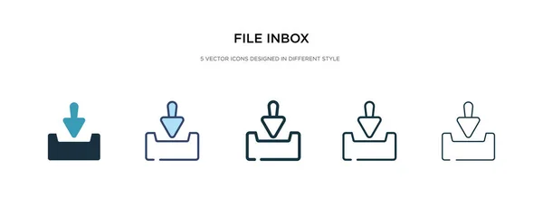 Icono de la bandeja de entrada de archivo en la ilustración de vectores de estilo diferente. dos colo — Vector de stock