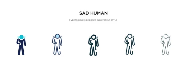 Triste icono humano en la ilustración de vectores de estilo diferente. dos colores — Vector de stock