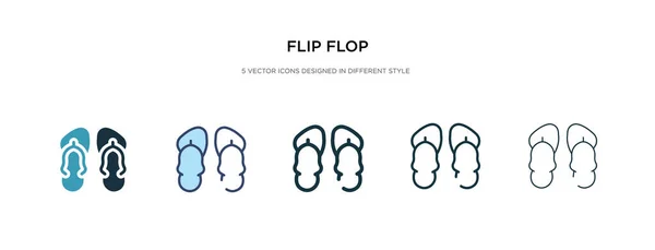 Flip flop icono en la ilustración de vectores de estilo diferente. dos colores — Vector de stock