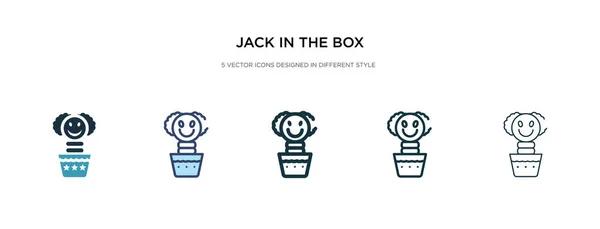 Jack en el icono de la caja en la ilustración de vectores de estilo diferente. Dos. — Vector de stock