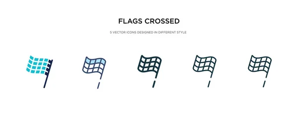 Banderas cruzado icono en la ilustración de vectores de estilo diferente. dos c — Vector de stock