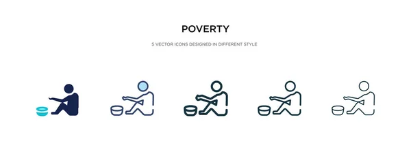 Fattigdomsikonen i olika stil vektor illustration. två färgade — Stock vektor