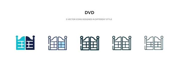 Dvd icono en la ilustración de vectores de estilo diferente. dos colores y — Vector de stock