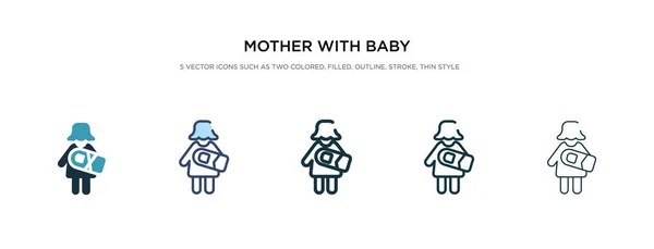 Madre con bebé en brazos icono en diferentes vectores de estilo illustra — Vector de stock