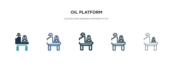 Icono de la plataforma de aceite en la ilustración de vectores de estilo diferente. dos co — Vector de stock