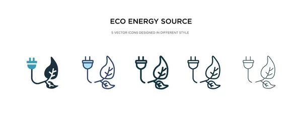 Icône de source d'énergie écologique dans différentes illustrations vectorielles de style. t — Image vectorielle
