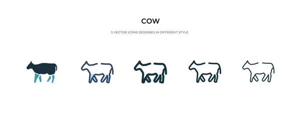 Vaca icono en la ilustración de vectores de estilo diferente. dos colores y — Vector de stock