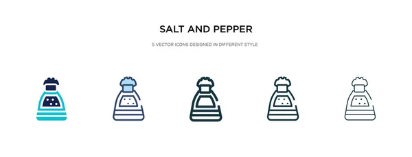Sal e pimenta shakers ícone em estilo diferente vetor ilustrat —  Vetores de Stock