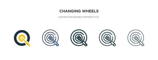 Changing wheels tool icon in different style vector illustration — Stock Vector