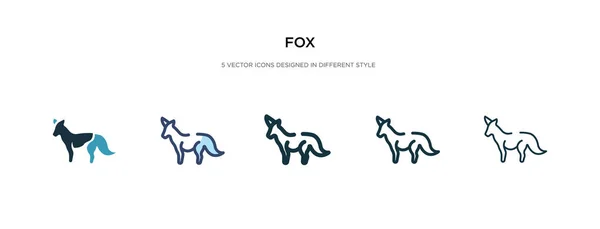 Icono de zorro en la ilustración de vectores de estilo diferente. dos colores y — Vector de stock