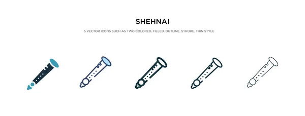 Icône shehnai dans l'illustration vectorielle de style différent. deux couleurs — Image vectorielle