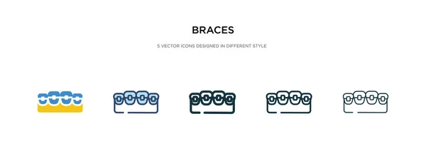 Braces icono en la ilustración de vectores de estilo diferente. dos colores — Vector de stock
