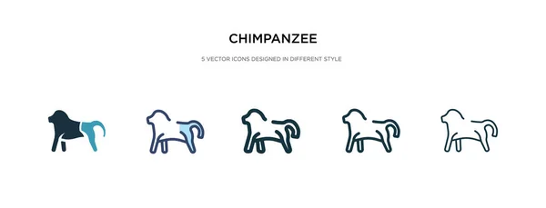 Icono del chimpancé en la ilustración de vectores de estilo diferente. dos colo — Vector de stock