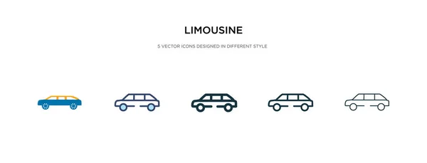 Icono de limusina en la ilustración de vectores de estilo diferente. dos colores — Vector de stock