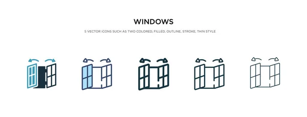 Icono de ventanas en la ilustración de vectores de estilo diferente. dos colores — Vector de stock