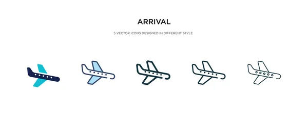 Icono de llegada en la ilustración de vectores de estilo diferente. dos colores — Vector de stock