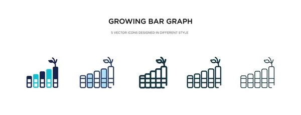 Farklı biçim vektör illüstrasyonunda büyüyen çubuk grafik simgesi. t — Stok Vektör