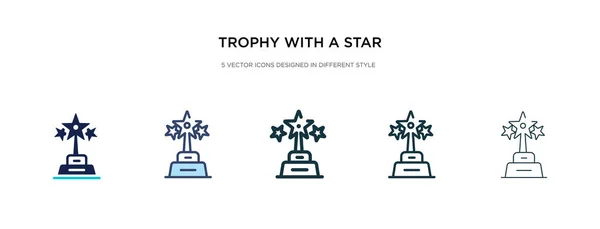 Trofeo con un icono de estrella en la ilustración de vectores de estilo diferente . — Archivo Imágenes Vectoriales