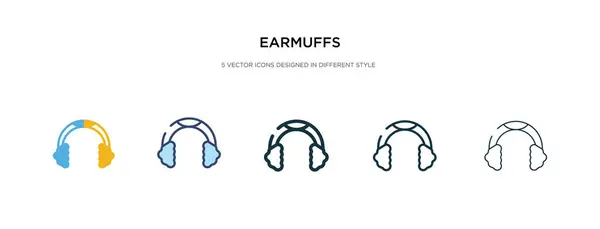 不同样式矢量插图中的earmuffs图标。 两种颜色 — 图库矢量图片