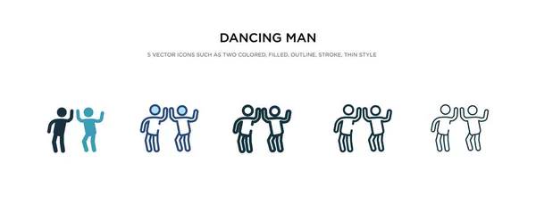Icono de hombre bailando en la ilustración de vectores de estilo diferente. dos col — Vector de stock