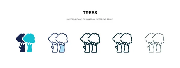 Árbol icono en la ilustración de vectores de estilo diferente. dos colores a — Vector de stock