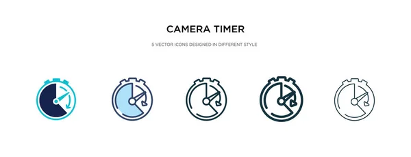 Icono del temporizador de la cámara en la ilustración de vectores de estilo diferente. dos co — Vector de stock