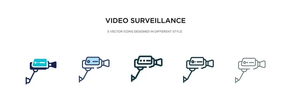 Ícone de vigilância por vídeo em ilustração vetorial de estilo diferente . — Vetor de Stock