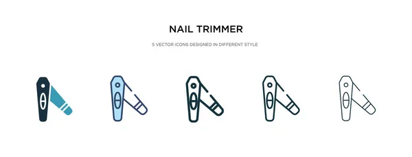 Icono de recortador de uñas en la ilustración de vectores de estilo diferente. dos co — Vector de stock