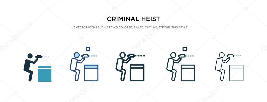 criminal heist icon in different style vector illustration. two 
