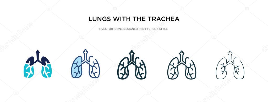 lungs with the trachea icon in different style vector illustrati