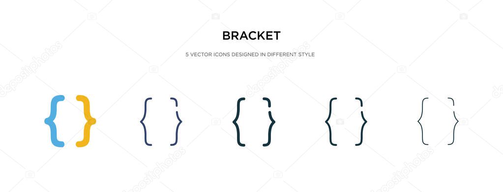 bracket icon in different style vector illustration. two colored