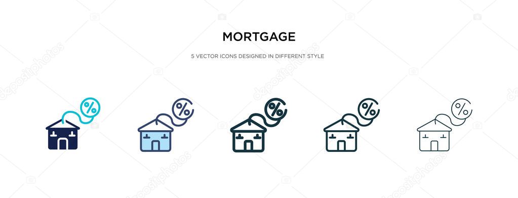 mortgage icon in different style vector illustration. two colore