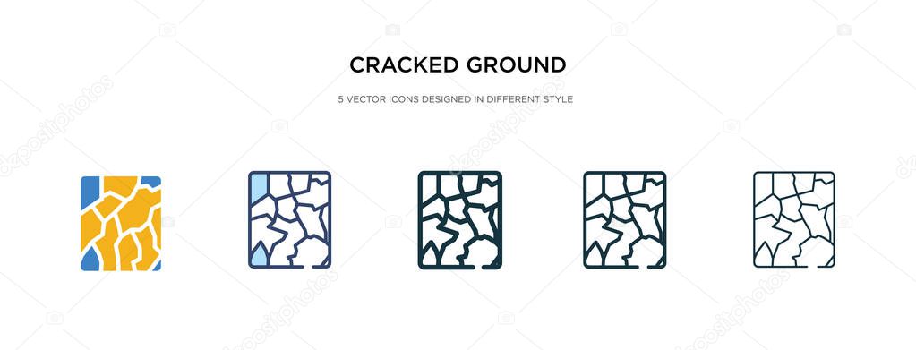 cracked ground icon in different style vector illustration. two 