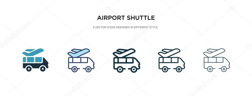 airport shuttle icon in different style vector illustration. two