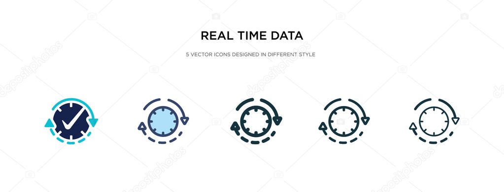 real time data icon in different style vector illustration. two 
