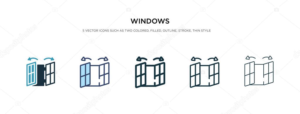 windows icon in different style vector illustration. two colored
