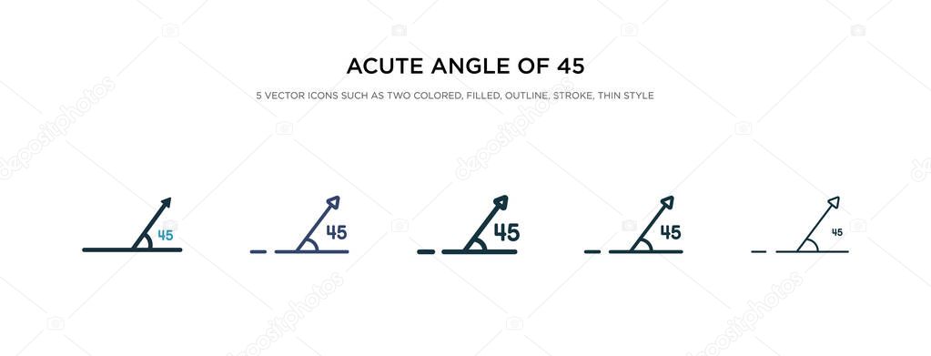 Acute angle of 45 degrees icon in different style vector illustr Vector Graphics