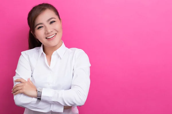 Mujer feliz sobre fondo aislado —  Fotos de Stock