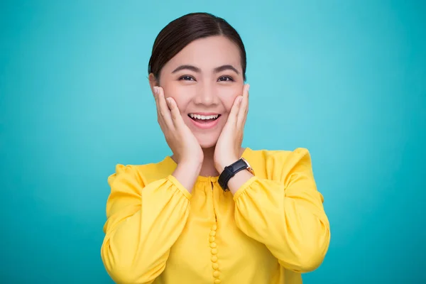 Mujer feliz sobre fondo aislado —  Fotos de Stock