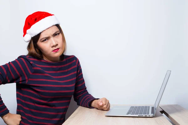 Angry woman at work in holiday
