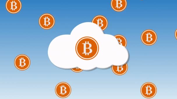 Bitcoin гірничо хмара абстрактним фоном — стокове відео