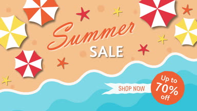 Satılık yaz, şemsiye ve deniz ile % 70'i indirim