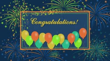 Tebrikler havai fişek ve balonlar ile