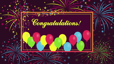 Tebrikler havai fişek ve balonlar ile