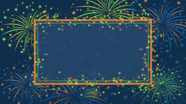 Background with fireworks and stars for congratulations on birthday — Stock Video