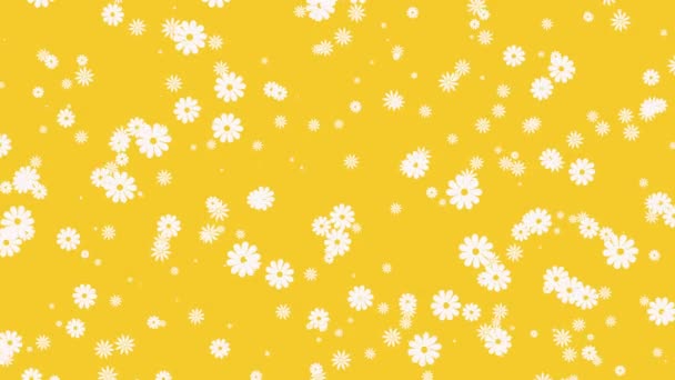 Abstract yellow motion background with flowers — Stock Video