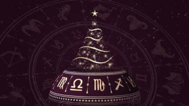 Burç tekerlek, zodyak daire ile Noel ağacı