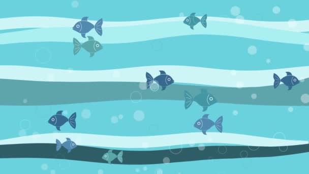 Fondo marino abstracto con peces — Vídeos de Stock