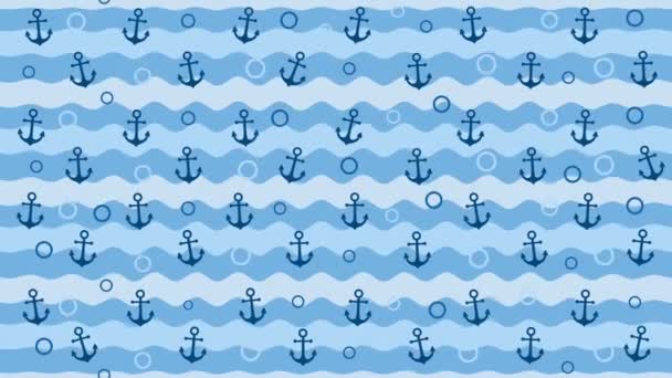Sea background pattern with anchors — Stock Video