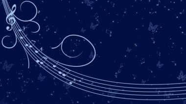 müzik arka plan notları ve kelebekler